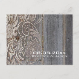 träspets västlig country bröllop spara datumet meddelande vykort