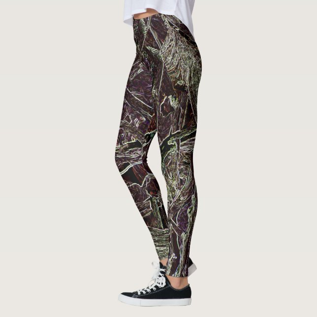 Trassliga Grenar Abstrakt 101 Gröna Leggings (Vänster)