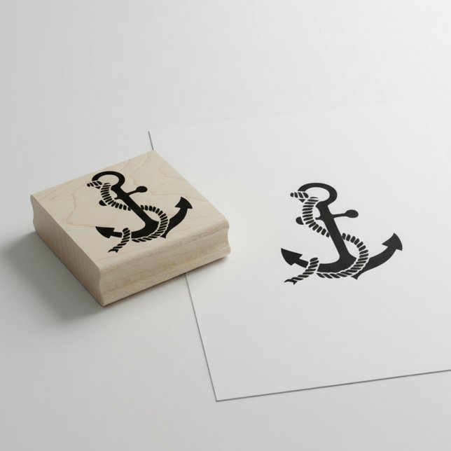 Trästämpel för ankare stämpel (Nautical anchor wooden art stamp.)