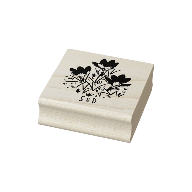 Trästämpel med blå krokusar stämpel (Stämpel)