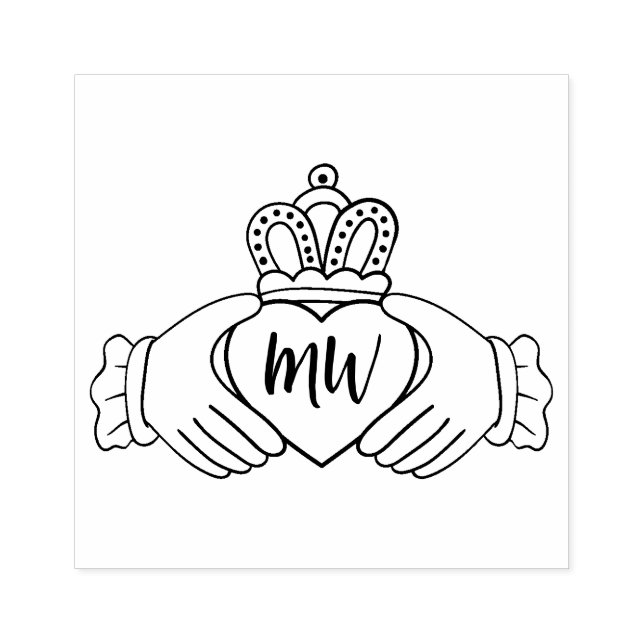 Trästämpel med händer och krona stämpel (Tryck)