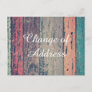 Trästilfull adressändring meddelande vykort