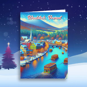 Trästock, Vermont vid jultid Kort