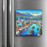 Trästock, Vermont vid jultid Magnet<br><div class="desc">Hyper-real bild of Woodstock,  Vermont all dekorerad för julmagnet helgdag.</div>