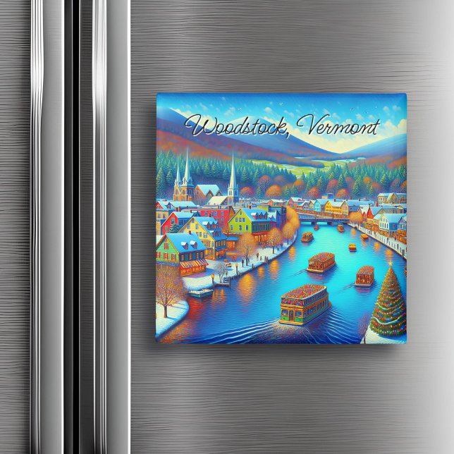 Trästock, Vermont vid jultid Magnet (Skapare uppladdad)