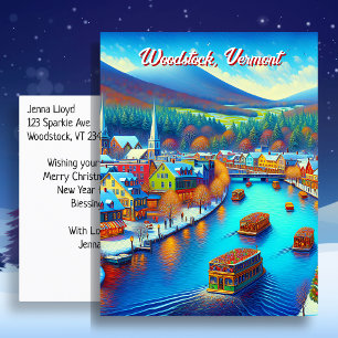 Trästock, Vermont vid jultid Vykort