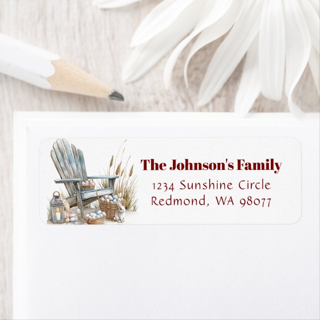 Trästol med Påskägg adress Returadress Etikett (Insitu)