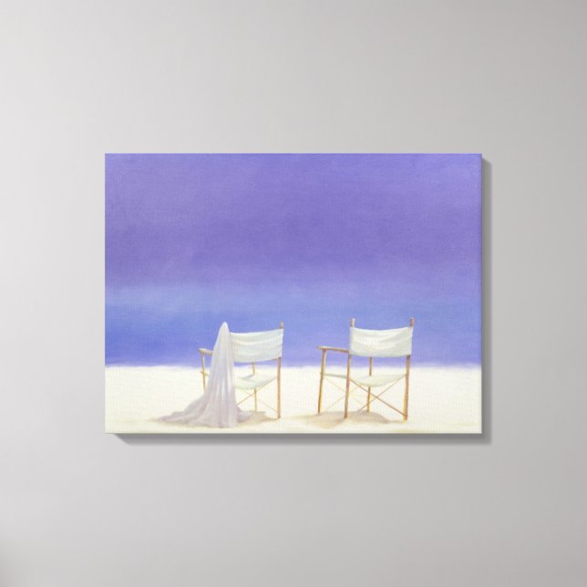 Trästolar på stranden 1995 canvastryck (Framsida)