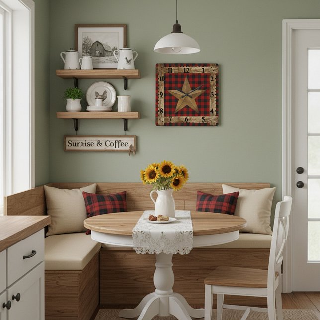 Trästomme och stjärna fyrkantig klocka (Skapare uppladdad)