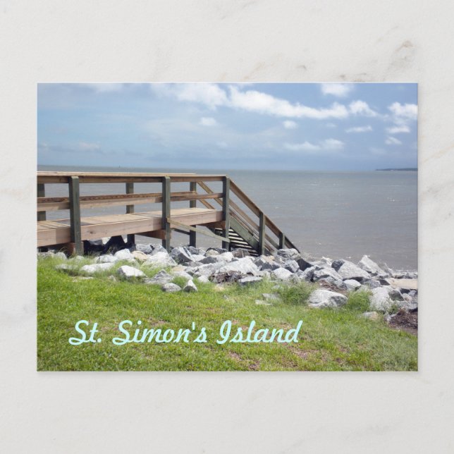 Trästrappa ned till Vatten vykort (Framsida)