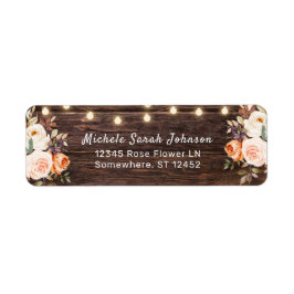 Trästring Ljus,  och persikofärgad Blommigt Adress Returadress Etikett