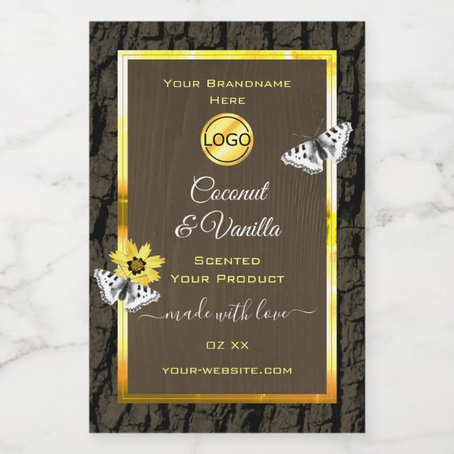 Trästruktur Mörkbruna Guld Produketiketterna Lägg  Mat Etikett (Singel etikett)