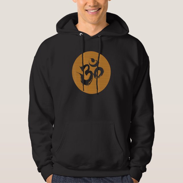 Trästruktur Om Hindu-symbol Hoodie (Framsida)