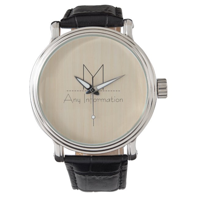 Trästruktur Textur Monogram Armbandsur (Framsida)