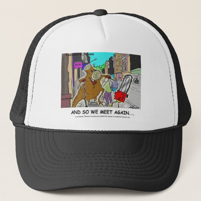 Trästubbe Vs Motorsåg Roliga Muggar Kort Presentid Truckerkeps (Framsida)