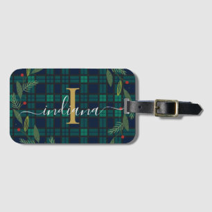 Trät Rustig Monogram-utandning Tartan Bagagebricka
