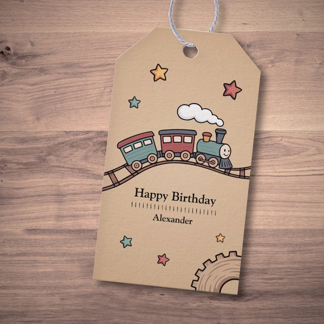 Trätåg Presentetikett (Wooden Train Gift Tags)
