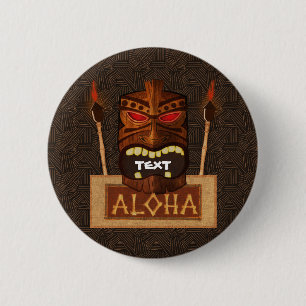 TräTiki maskerar Retro ALOHA hawaiibo för vintage Knapp