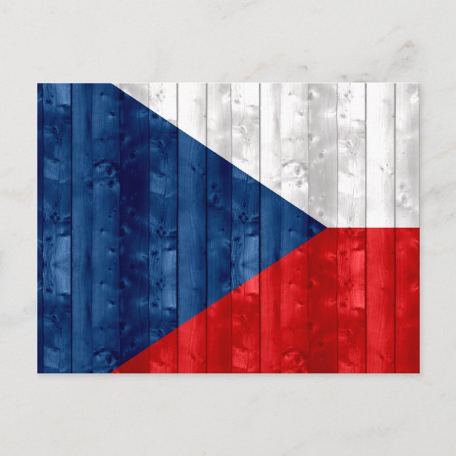 Trätjeckiska Flagga Vykort (Framsida)