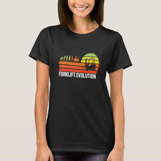 Trattelyft Evolution Rolig Trattelyftförare Gaffel T Shirt (Framsida)