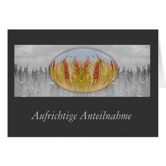 Trauerkarte Herbstwiese grau Hälsningskort (Framsidan Horizontal)