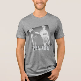 "Trauma" Krig Image-Abstrakt i Black Grått White T Shirt
