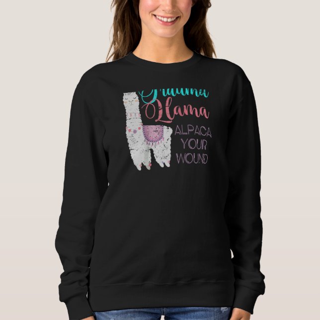 Trauma Llama Alpaca Din onda näsa Raglan T Shirt (Framsida)