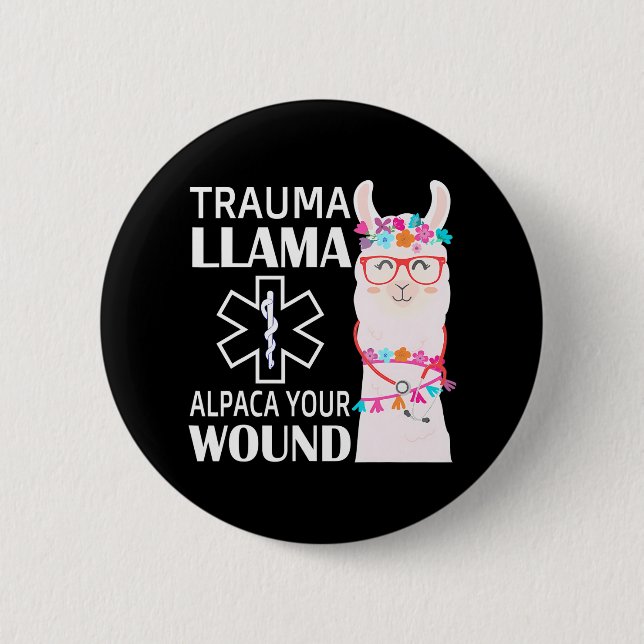 Trauma Llama Alpaca Din Wound EMS-sjuksköterska Knapp (Framsida)