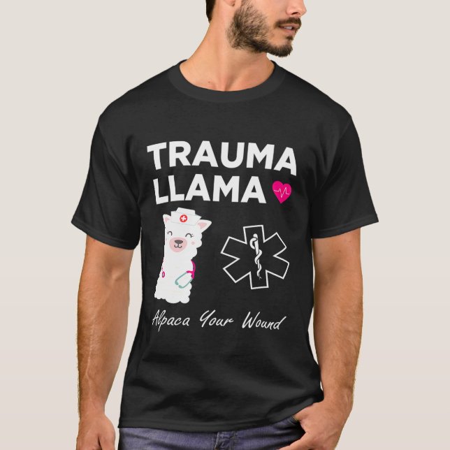 TRAUMA LLAMA Alpaca Ditt Wound I Lung Nurse Param T Shirt (Framsida)
