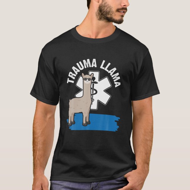 Trauma Llama Ambulance EMS EMT Sjukvårdare Nurse M T Shirt (Framsida)