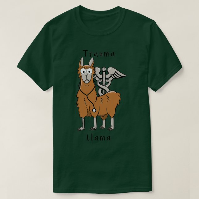 Trauma Llama Caduceus Design T Shirt (Design framsida)