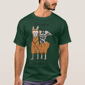 Trauma Llama Caduceus Design T Shirt