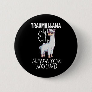 Trauma Llama Emt Design Medic Ems Alpaca Din kvinn Knapp
