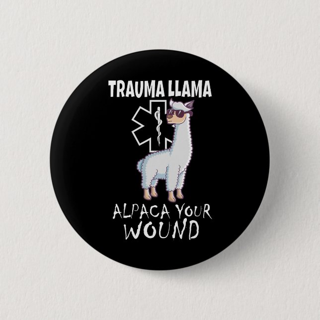 Trauma Llama Emt Design Medic Ems Alpaca Din kvinn Knapp (Framsida)