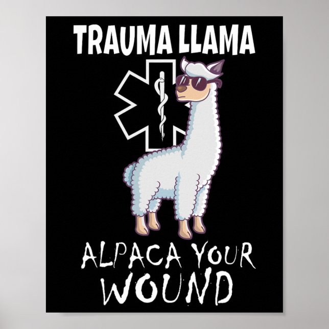 Trauma Llama Emt Design Medic Ems Alpaca Din kvinn Poster (Framsidan)