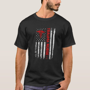 Trauma Nurse Retro American Flagga Patriotic Regis T Shirt