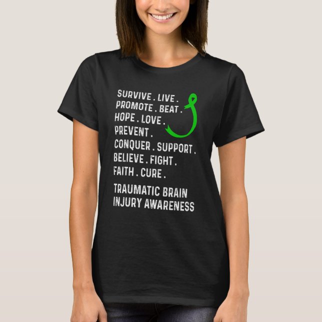 Traumatic Brain Disjury Survivor Beat Hope TBI War T Shirt (Framsida)