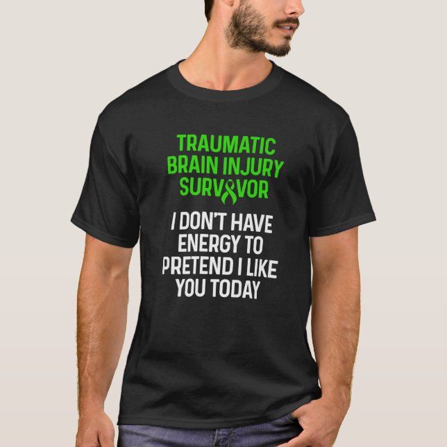 Traumatic Brain Disjury Survivor TBI Warrior T Shirt (Framsida)