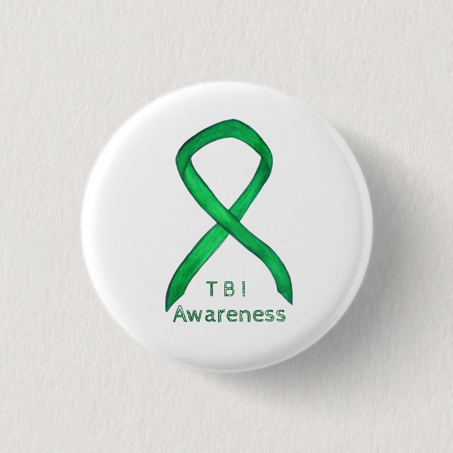 Traumatic Brain Injuries - TBI Awareness Ribbon Pi Knapp (Framsida)