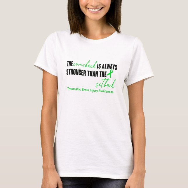 Traumatic Brain Injury Awareness Ribbon Support T Shirt (Framsida)