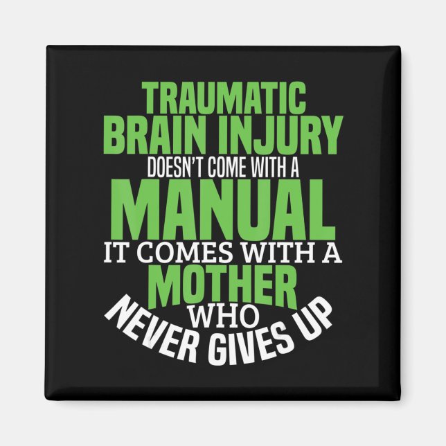Traumatic Brain Injury Awareness T Shirt TBI Medve Magnet (Framsidan)