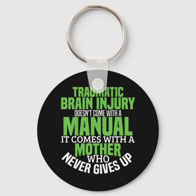 Traumatic Brain Injury Awareness T Shirt TBI Medve Nyckelring (Framsida)