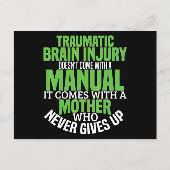 Traumatic Brain Injury Awareness T Shirt TBI Medve Vykort (Framsida)
