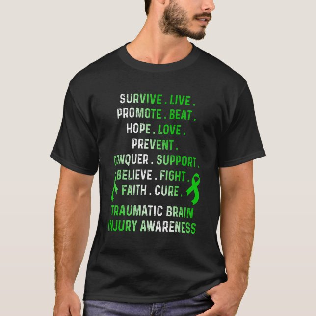 Traumatic Brain Injury Survivor Beat Hope TBI Warr T Shirt (Framsida)