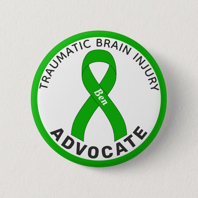Traumatisk hjärnskada Advocate Ribbon White Knapp (Framsida)