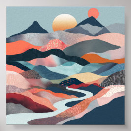 Traumhafte Flussfahrt durch eine abstrakte Welt Poster