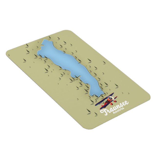 Traunsee Österrikisk sjökarta Poster Magnet (Högersidan)