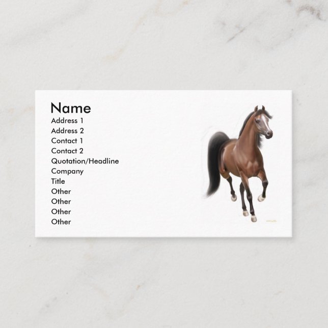 Trava fjärdhästen visitkort (Framsida)