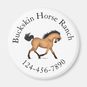 Travande Buckskin-häst Cirkulär text Ridsport Magnet
