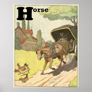 Travande Häst Djur Alfabet Poster